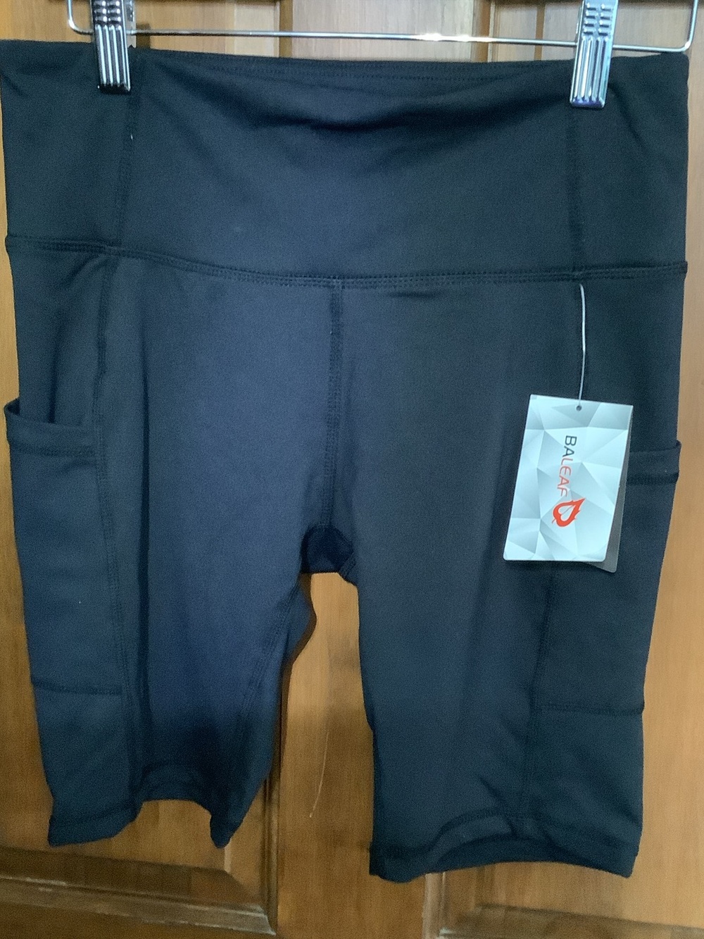 Baleaf Black High-Rise Bike Shorts with Side Pockets